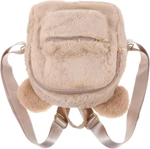 1Pc Cute Plush Bear Ear Backpack for Fluffy Two Shoulder Casual Storage Bag Adorable Fuzzy Design for School Travel and Everyday Use