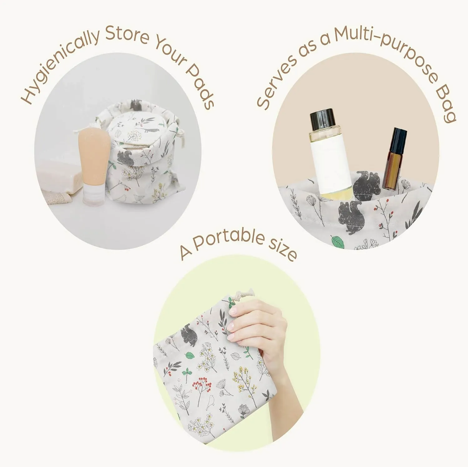 1Pcs Makeup Bag Travel Drawstring Cosmetic Bag Pouch (Forest)