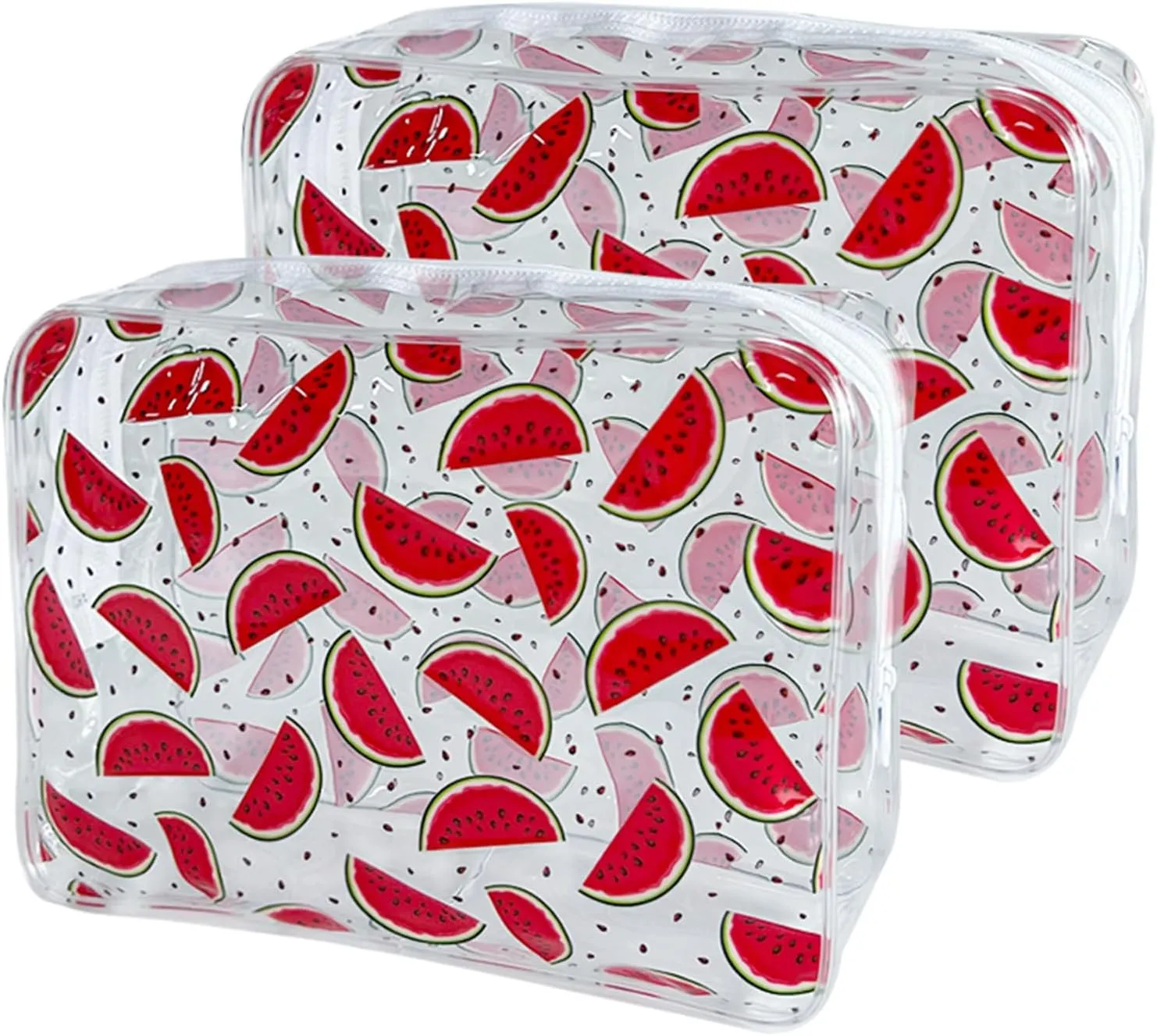 2PCS Watermelon Clear Large Cosmetic Bag, Portable Waterproof Storage Makeup Bag for Girls' Cosmetics and Toiletries. (Watermelon Printing-2pcs, D1184-B013-2)