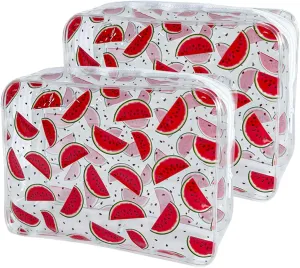 2PCS Watermelon Clear Large Cosmetic Bag, Portable Waterproof Storage Makeup Bag for Girls' Cosmetics and Toiletries. (Watermelon Printing-2pcs, D1184-B013-2)