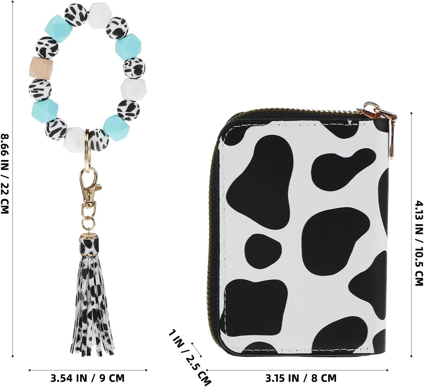 2Pcs Wrist Keychain Wallet Cow Key Wallet Holder Card Case with Keychain