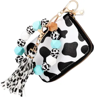 2Pcs Wrist Keychain Wallet Cow Key Wallet Holder Card Case with Keychain