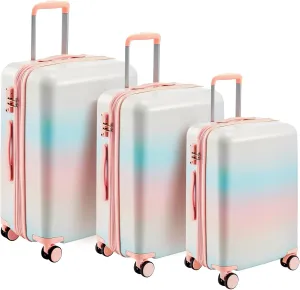 3 Piece Luggage Travel Sets with TSA Lock, Telescopic Handle, 360  Silent Dual Wheel, Side Handles and Safety Feet Hardshell Suitcase, 20''24''28'' Available Pink One Size