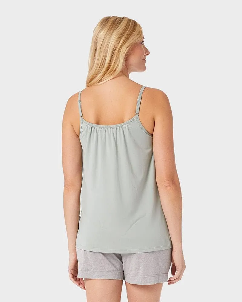 32 Degrees Women's Cool Flowy Bra Cami | with Built-in Cups | Relaxed Fit | Adjustable Spaghetti Strap