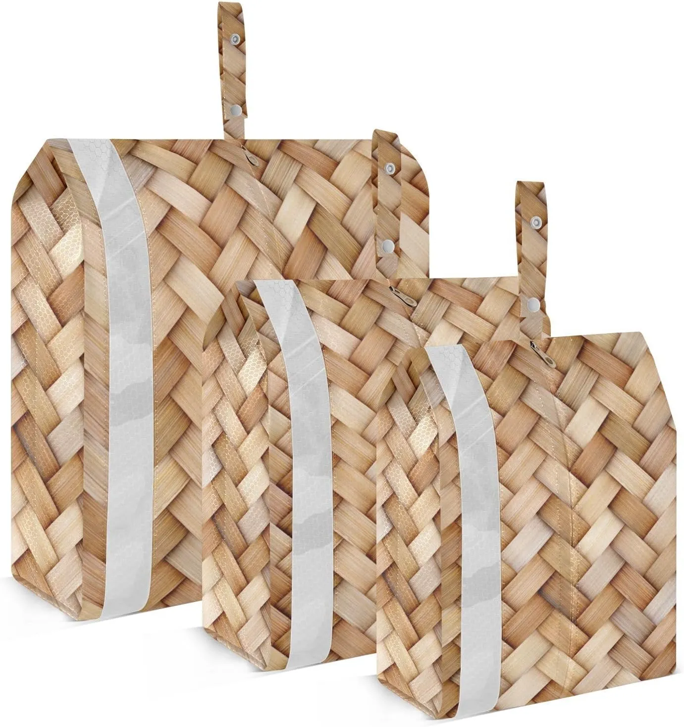 3d Print Wicker Rattan Packing Cubes Set of 3, Lightweight Travel Luggage Organizers Foldable Bags for Easy Packing and Organization