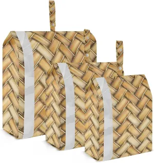 3d Print Wicker Rattan Yellow Packing Cubes Set of 3, Lightweight Travel Luggage Organizers Foldable Bags for Easy Packing and Organization