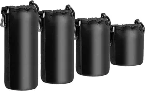 4PCS Camera Case Lens Pouch Set Lens Case Small Medium and Extra for DSLR Camera Lens Bag Pouch Shockproof