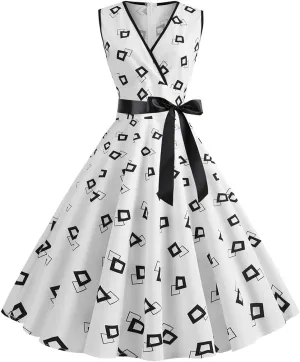 50s Style Dresses for Women Formal 2024 Sleeveless Polka Dots A-Line Swing Rockabilly Sundress Cocktail Party Dresses