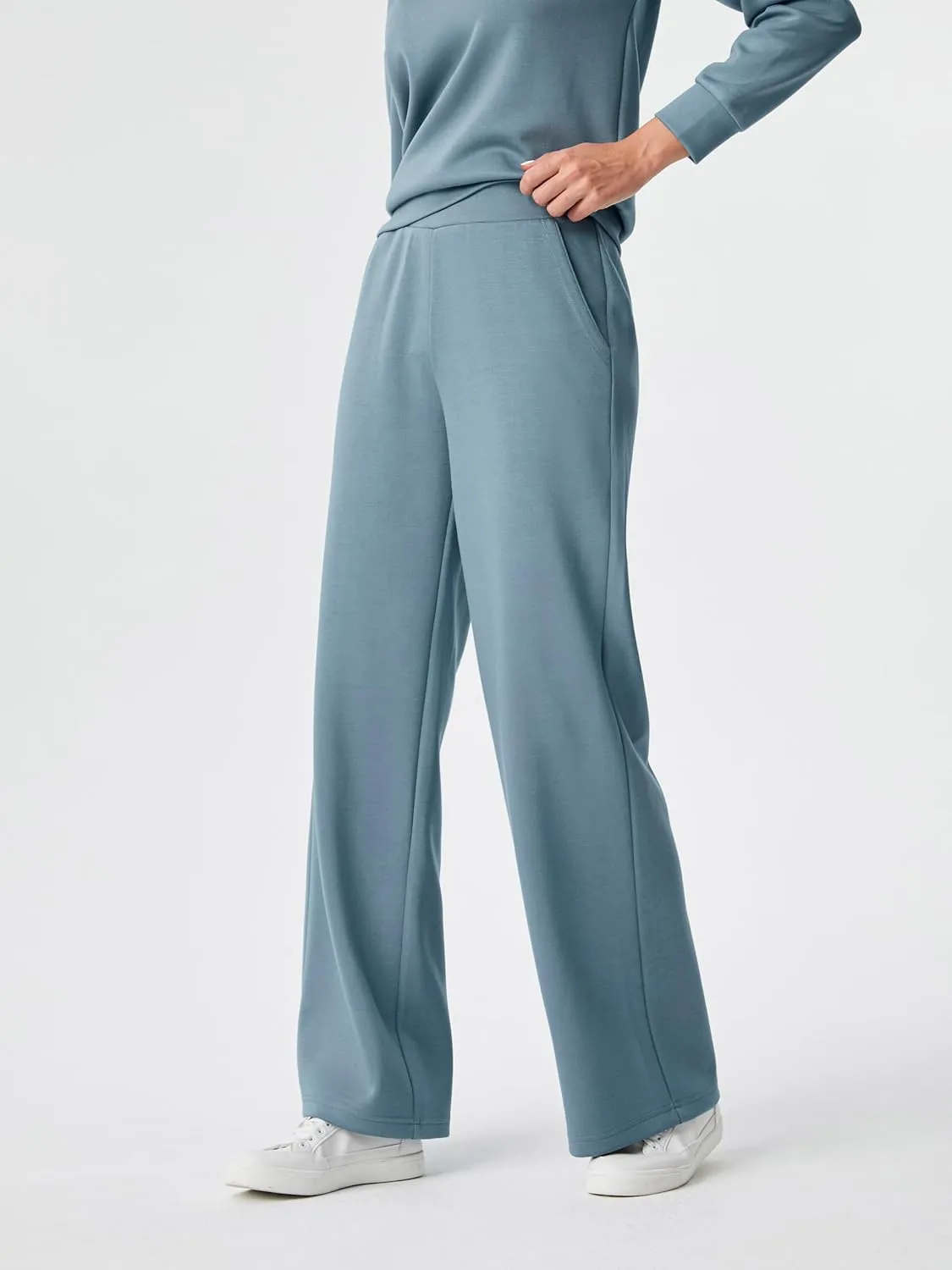 AFITNE Women 2 Piece Outfits Sets Off-Shoulder Long Sleeve Wide Leg Tracksuits with Pockets