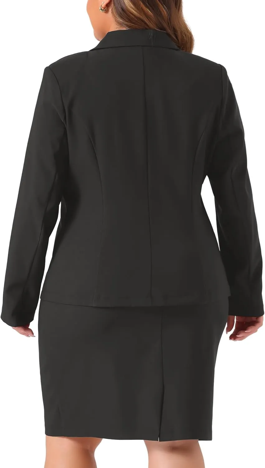 Agnes Orinda Plus Size Blazer and Skirt Suit Sets for Women 2 Piece Outfits Business Casual Suit Sets