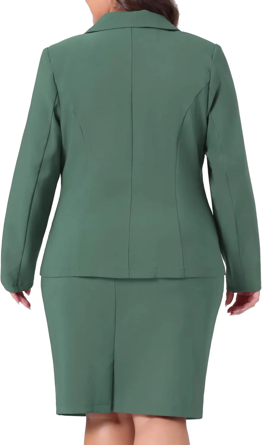 Agnes Orinda Plus Size Blazer and Skirt Suit Sets for Women 2 Piece Outfits Business Casual Suit Sets