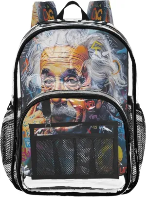 Albert Einstein's Face School Bags, Plastic Backpack, Clear Backpacks for School, Backpack Girl