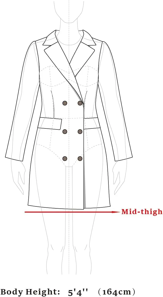 Allegra K Women's Stand Collar Double Breasted Slant Pockets Trendy Outwear Winter Coat