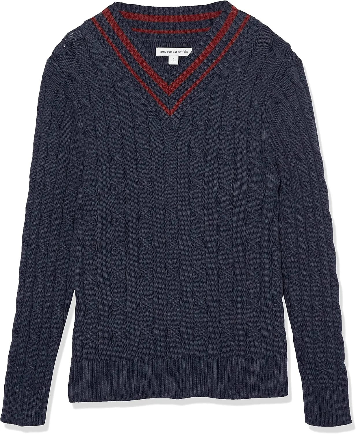 Amazon Essentials Men's Cable Knit V-Neck Sweater