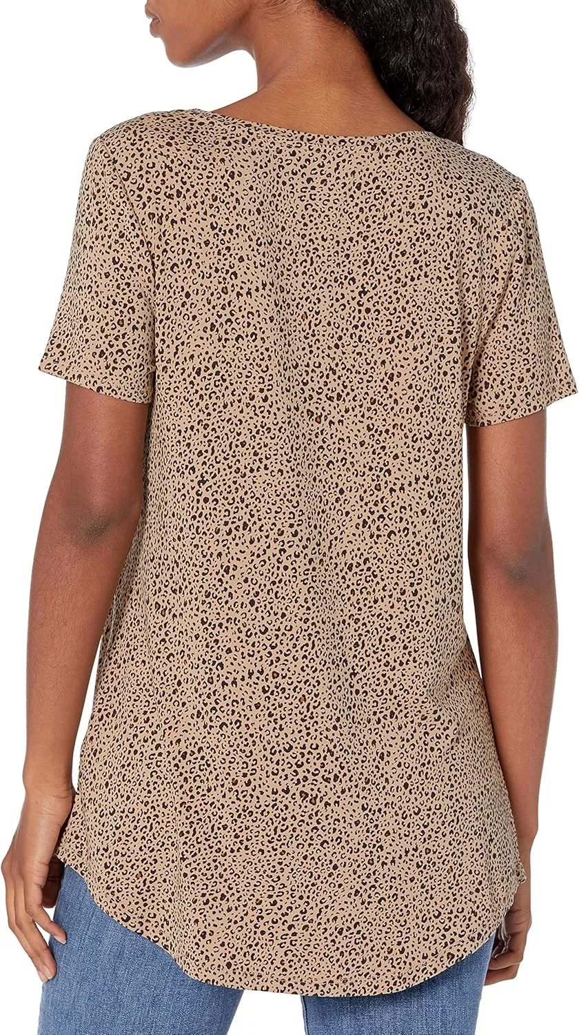 Amazon Essentials Women's Relaxed-Fit Short-Sleeve V-Neck Tunic (Available in Plus Size), Multipacks