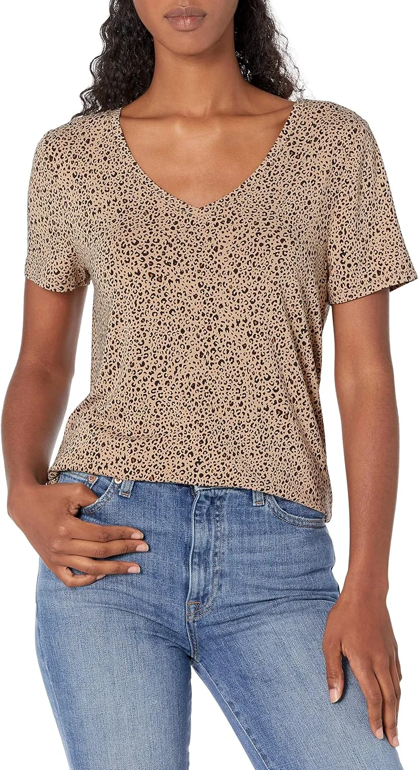 Amazon Essentials Women's Relaxed-Fit Short-Sleeve V-Neck Tunic (Available in Plus Size), Multipacks