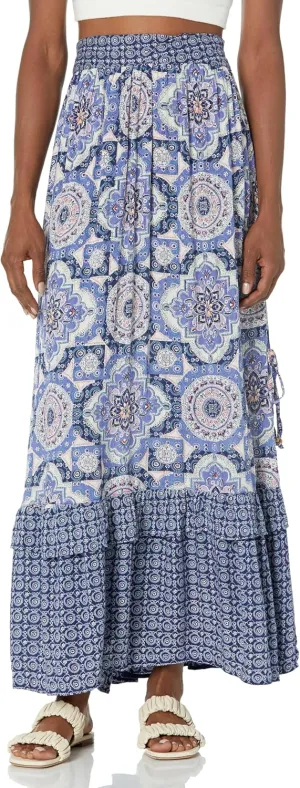 Angie Women's Tiered Ruffle Hem Skirt with Side Slits