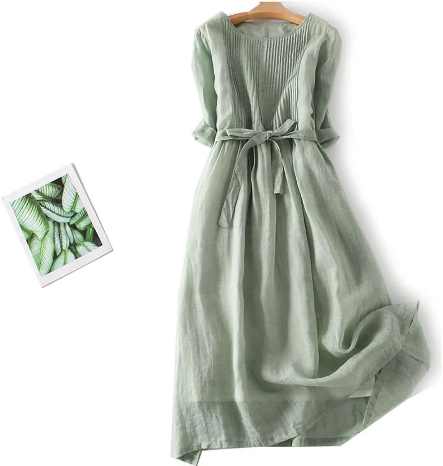 Aniywn Womens Summer Dresses 2025 Trendy Vacation Cotton Linen Maxi Button Plus Size A Line Dress Trendy 3/4 Sleeve Dress