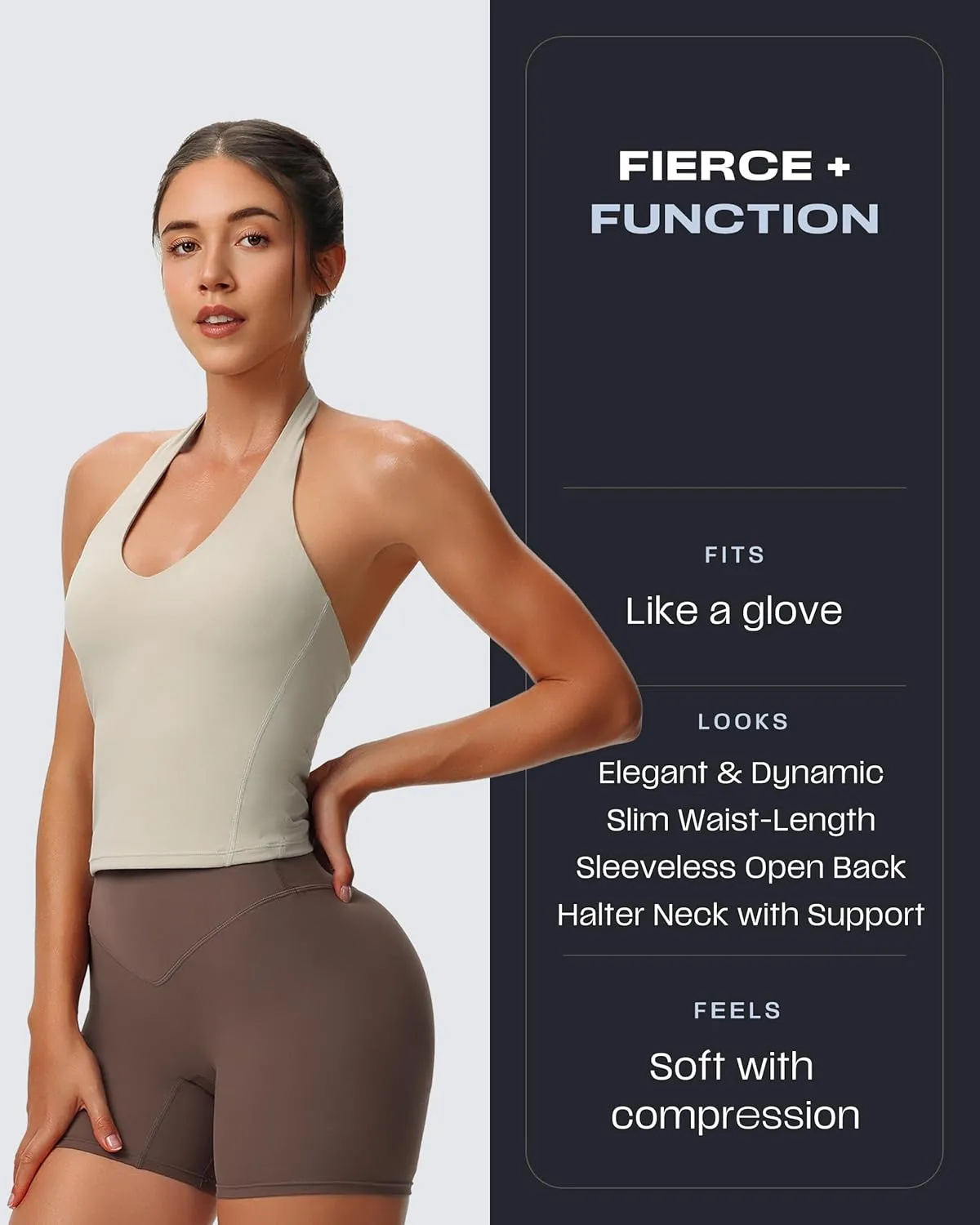 Aoxjox Women's Sleeveless Neck Tank Tops Workout Athletics Gym Yoga Curve Longline Hailey Halter Crop Top