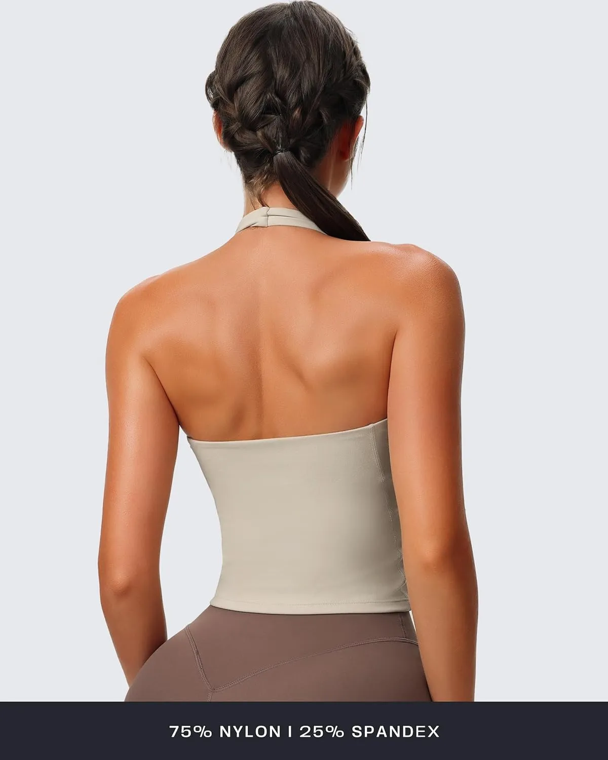 Aoxjox Women's Sleeveless Neck Tank Tops Workout Athletics Gym Yoga Curve Longline Hailey Halter Crop Top