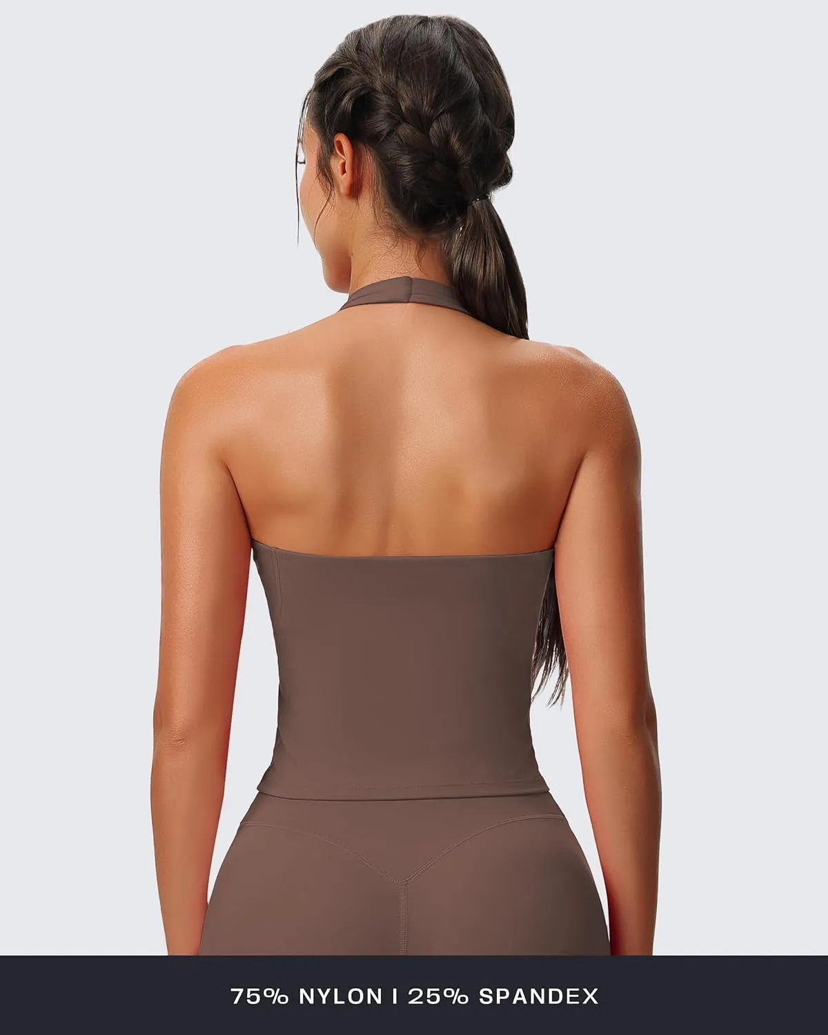 Aoxjox Women's Sleeveless Neck Tank Tops Workout Athletics Gym Yoga Curve Longline Hailey Halter Crop Top
