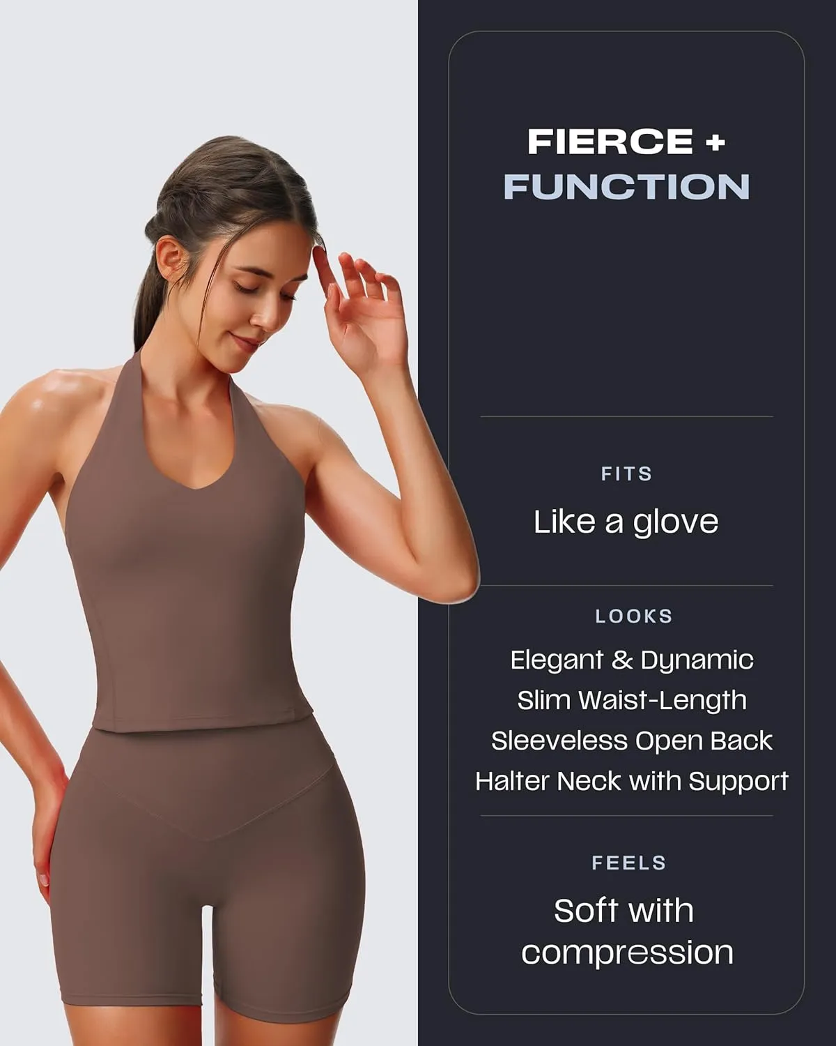 Aoxjox Women's Sleeveless Neck Tank Tops Workout Athletics Gym Yoga Curve Longline Hailey Halter Crop Top