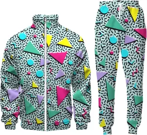 Arssm Retro 80s 90s Outfit Sets for Men Vintage Jacket and Joggers Sweatpants 80s Tracksuit Streetwear