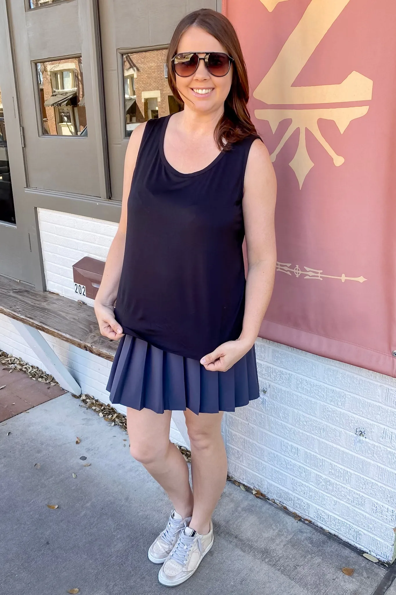Athleisure  Viscose Modal Sleeveless Black Tank