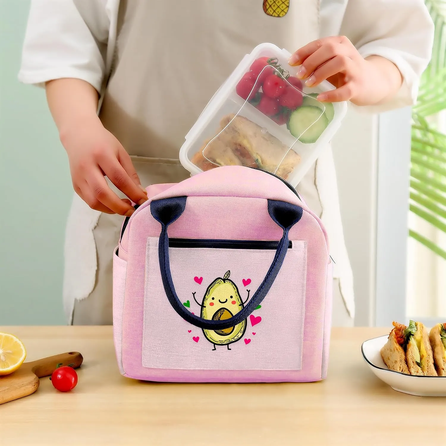 Avocado Bento Bag, Thermal Insulated Cooler Lunch Bento Tote Bag, Gifts For Teens Girls Kids Women, Work Travel Office Camping Picnic Beach Lunch Essentials!