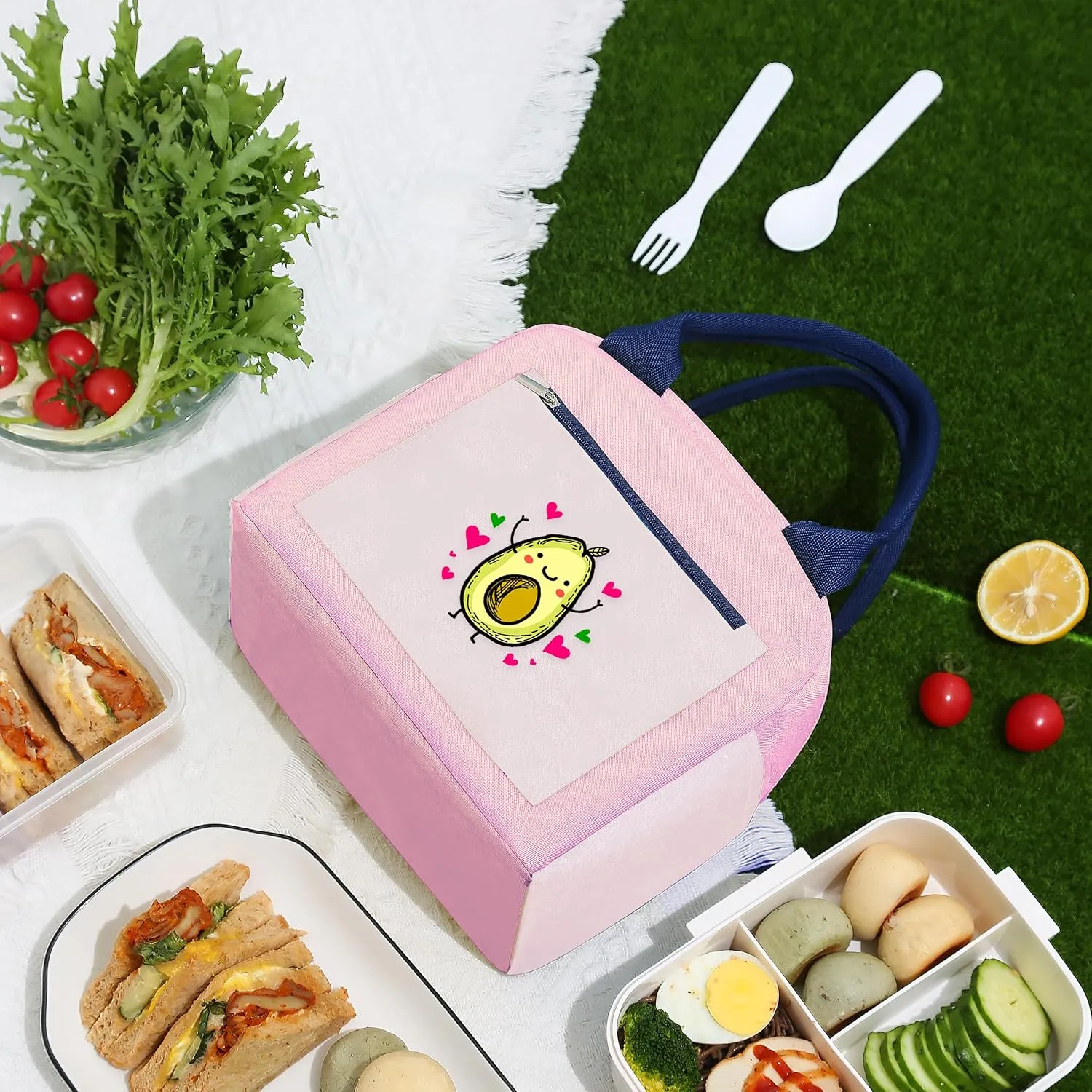 Avocado Bento Bag, Thermal Insulated Cooler Lunch Bento Tote Bag, Gifts For Teens Girls Kids Women, Work Travel Office Camping Picnic Beach Lunch Essentials!
