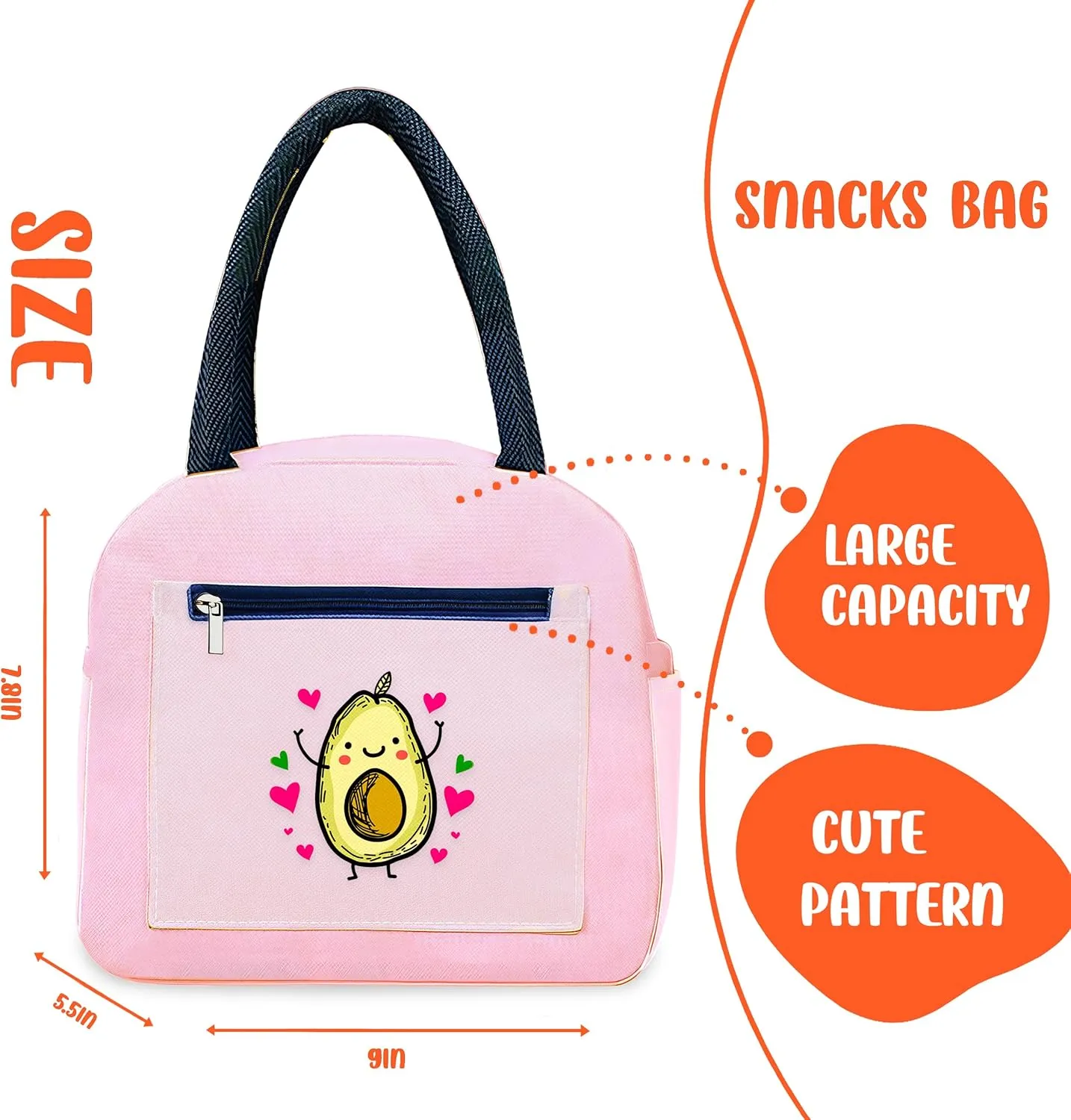 Avocado Bento Bag, Thermal Insulated Cooler Lunch Bento Tote Bag, Gifts For Teens Girls Kids Women, Work Travel Office Camping Picnic Beach Lunch Essentials!