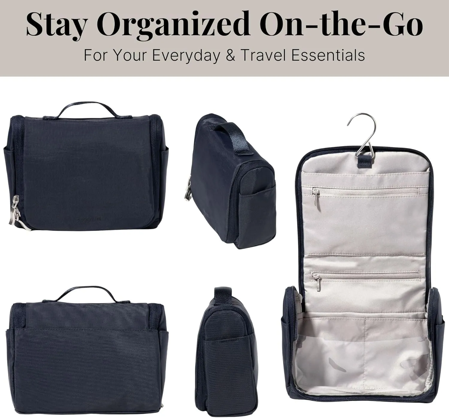 Baggallini Unisex's Small Toiletry Kit-Lightweight 5x8 Inch Makeup Bag Toiltery