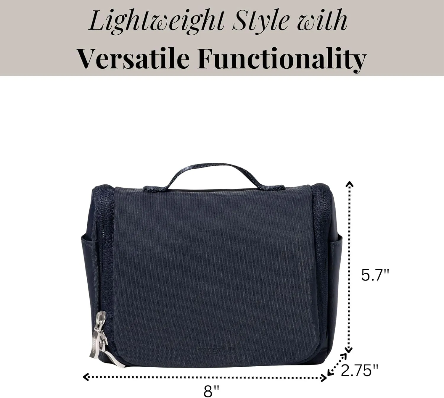Baggallini Unisex's Small Toiletry Kit-Lightweight 5x8 Inch Makeup Bag Toiltery