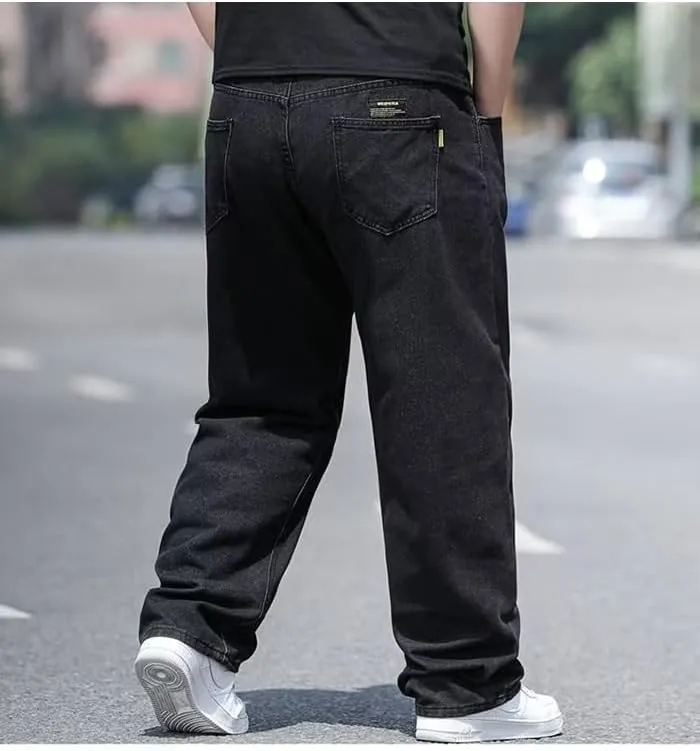 Baggy Jeans Men Relaxed Fit Straight Wide Leg Long Denim Pants Casual Work Hip Hop Jeans Trousers