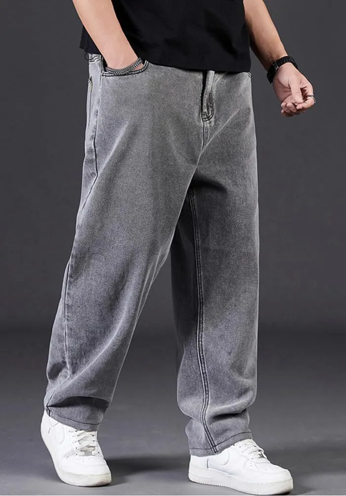 Baggy Jeans Men Relaxed Fit Straight Wide Leg Long Denim Pants Casual Work Hip Hop Jeans Trousers