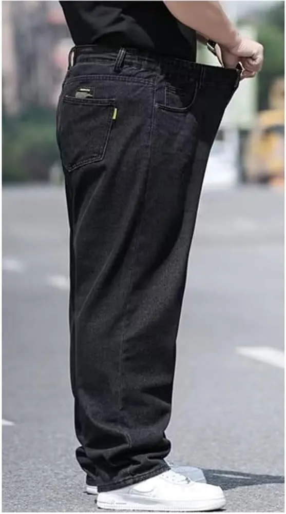 Baggy Jeans Men Relaxed Fit Straight Wide Leg Long Denim Pants Casual Work Hip Hop Jeans Trousers