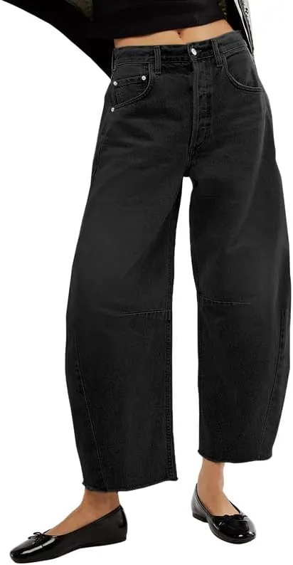 Barrel High Waisted Casual Baggy Trendy Straight Wide Leg Boyfriend Jeans