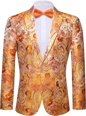 Barry.Wang Mens Floral Blazer Notched Lapel Suit Jacket Flowers Tuxedo Party Christmas Holiday Cruise Coat