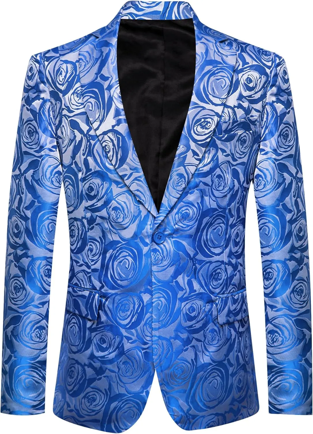 Barry.Wang Mens Floral Blazer Notched Lapel Suit Jacket Flowers Tuxedo Party Christmas Holiday Cruise Coat