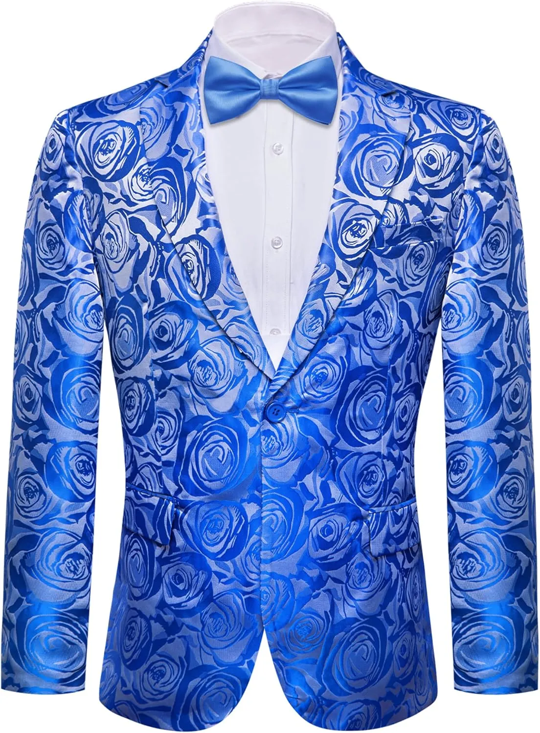 Barry.Wang Mens Floral Blazer Notched Lapel Suit Jacket Flowers Tuxedo Party Christmas Holiday Cruise Coat