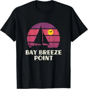Bay Breeze Point Sailing Retro 70s Vintage Sunset Sailboat T-Shirt