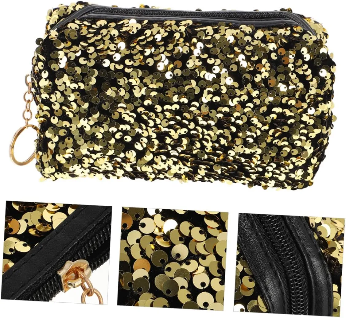 Beaupretty 3 Pcs Travel Toiletry Bag Sequins Makeup Bag for Portable Lightweight Zipper Close Fashion Accessory