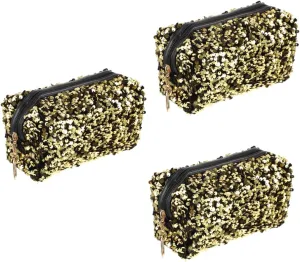 Beaupretty 3 Pcs Travel Toiletry Bag Sequins Makeup Bag for Portable Lightweight Zipper Close Fashion Accessory