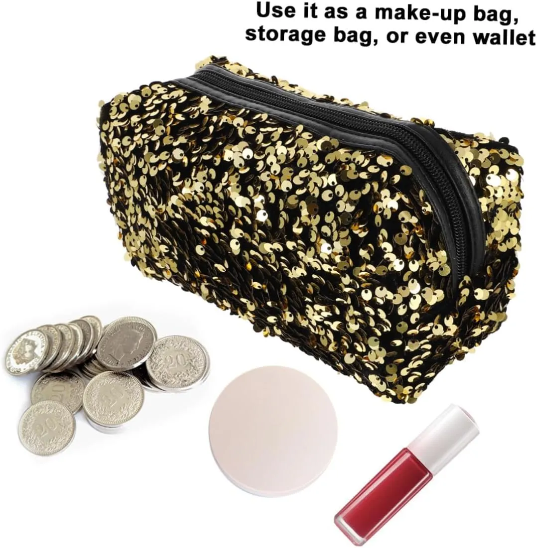 Beaupretty 3 Pcs Travel Toiletry Bag Sequins Makeup Bag for Portable Lightweight Zipper Close Fashion Accessory