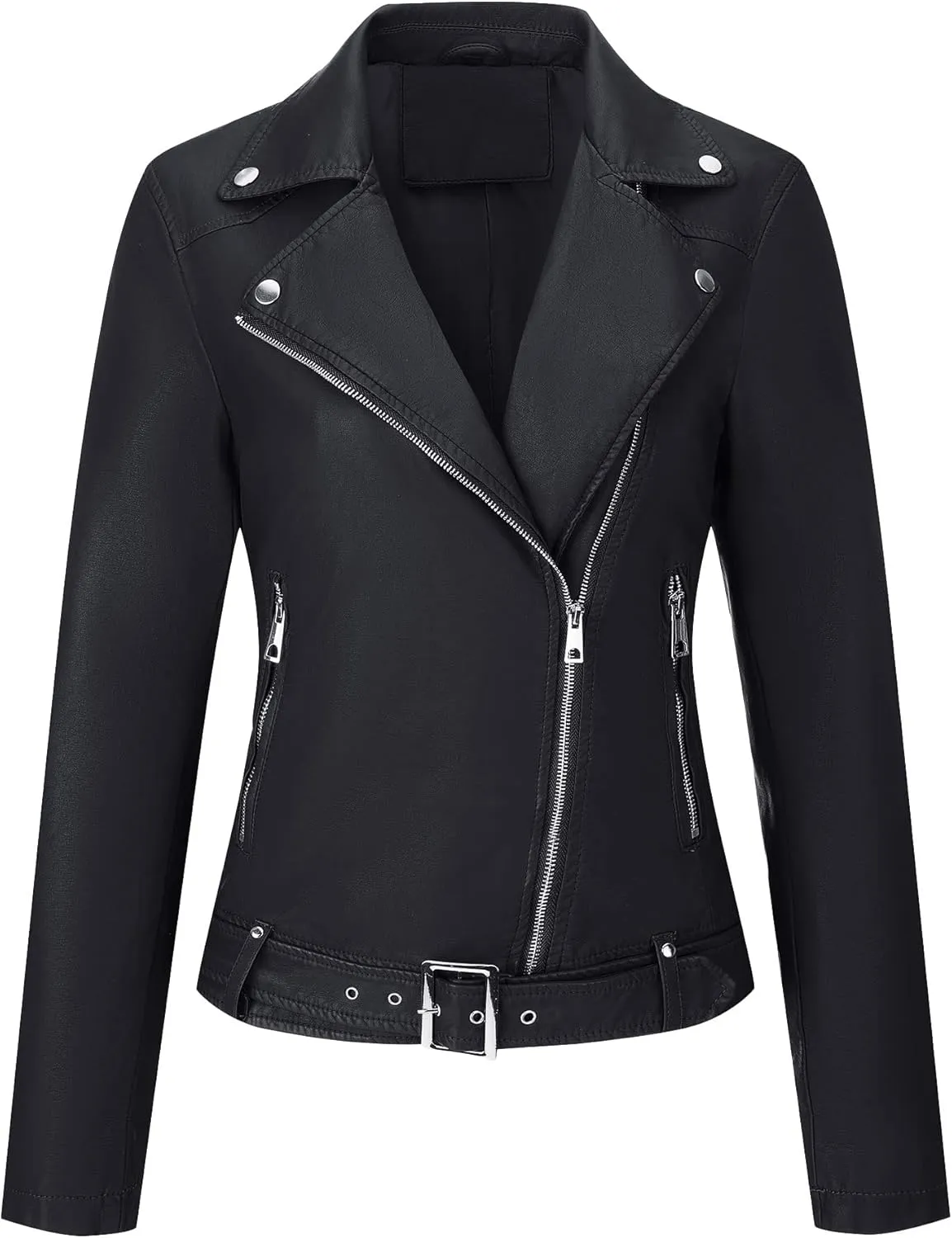 Bellivera Women's Faux Leather Casual Jacket 2025 Spring Trendy Motorcycle Outfits Lightweight Classic Coat