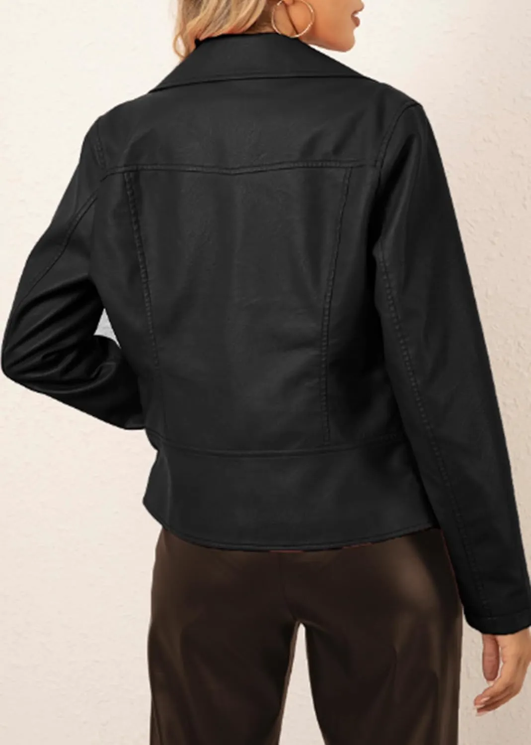 Bellivera Women's Faux Leather Casual Jacket 2025 Spring Trendy Motorcycle Outfits Lightweight Classic Coat