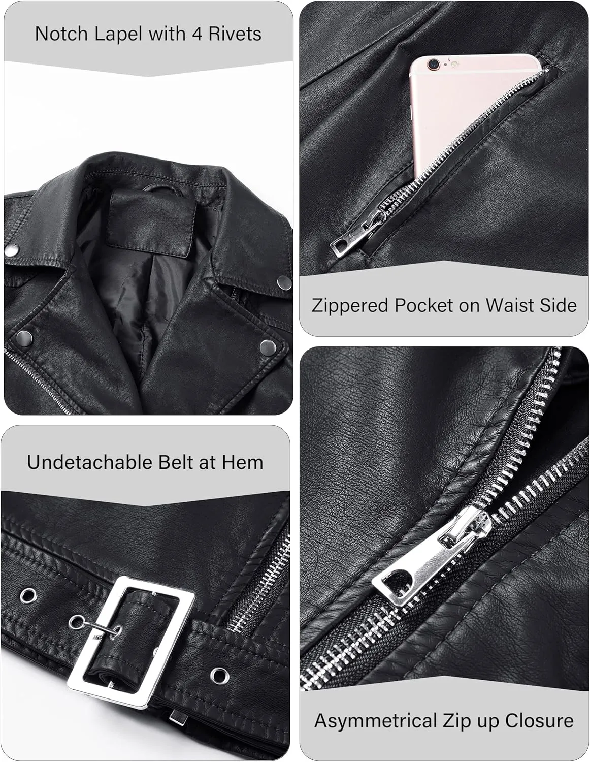 Bellivera Women's Faux Leather Casual Jacket 2025 Spring Trendy Motorcycle Outfits Lightweight Classic Coat