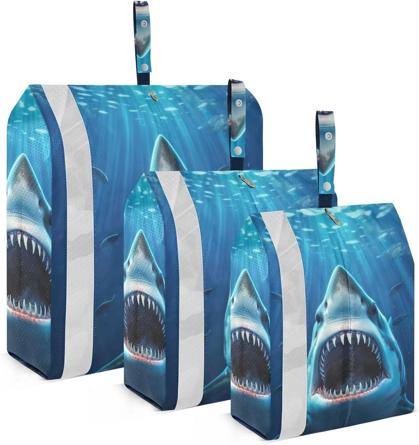 Big Shark Packing Cubes Set of 3, Lightweight Travel Luggage Organizers Foldable Bags for Easy Packing and Organization