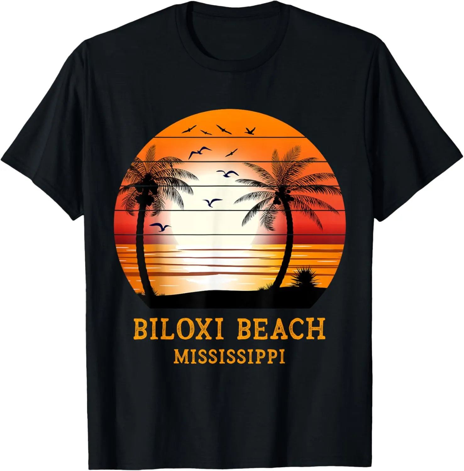 Biloxi Beach Mississippi Vintage Sunset Retro Summer Vacay T-Shirt