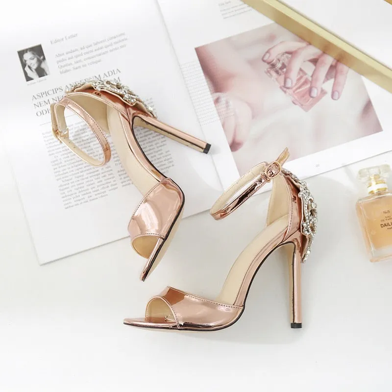 bling bling sandals Women Sandals diamond heels Rhinestone Stiletto Sexy Crystal Pumps Thin Heels Shoes Summer Party Dress Shoes